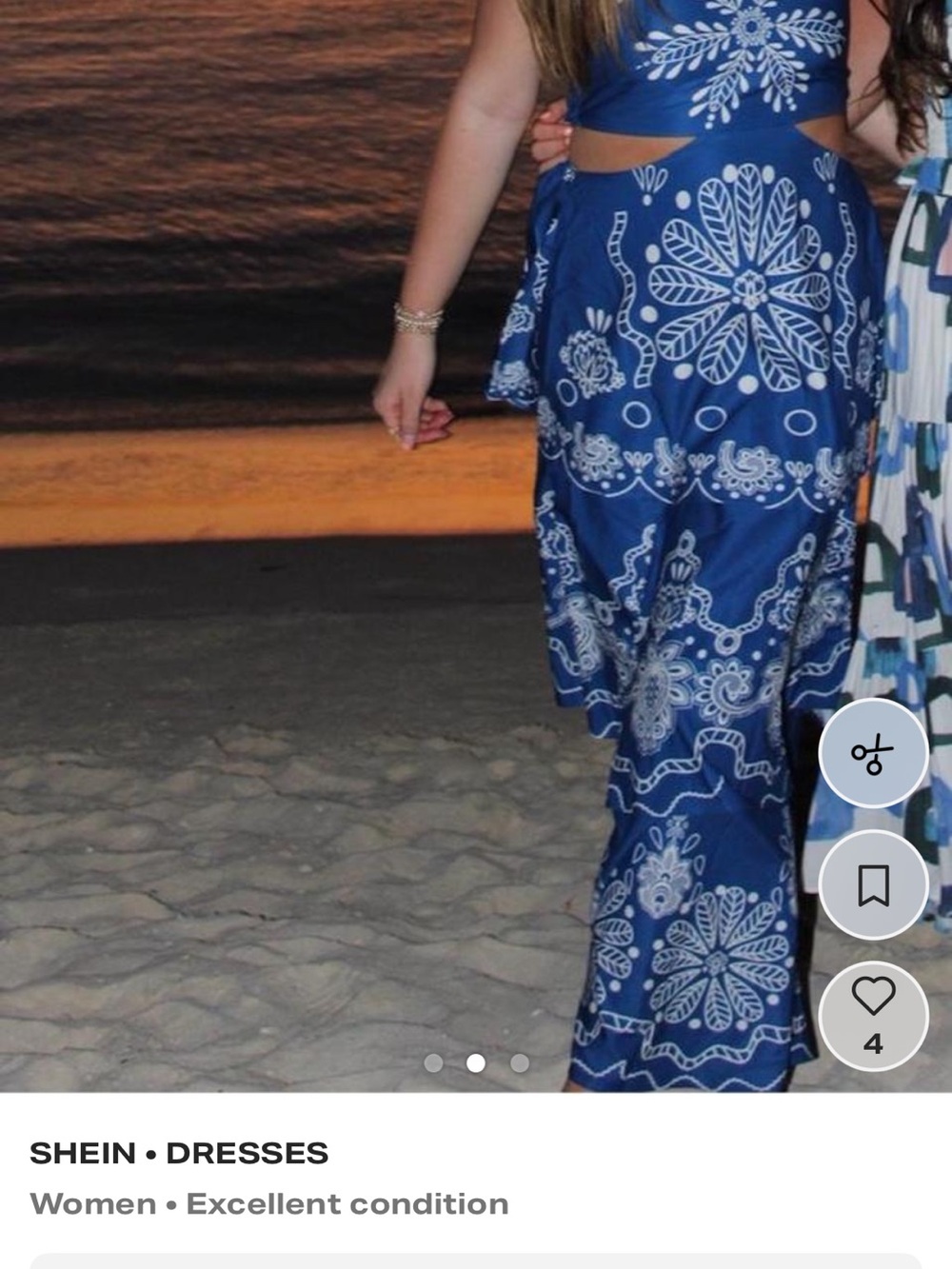 SHEIN Blue Floral Cutout Maxi Two-Dress